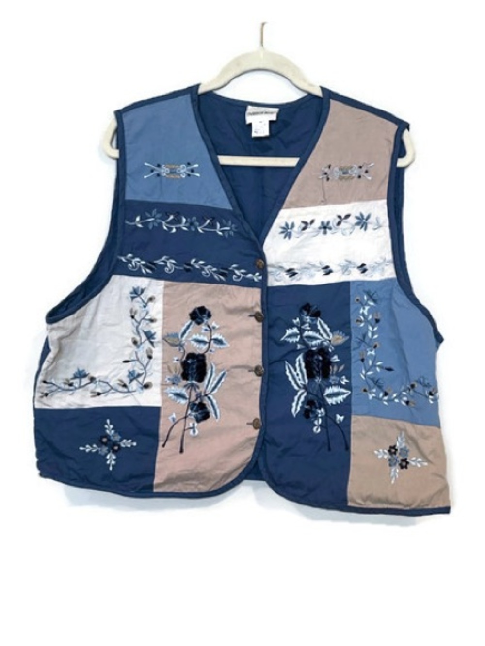 Fashion Bug Vintage 100% Cotton Embroidered floral patchwork vest size 3X